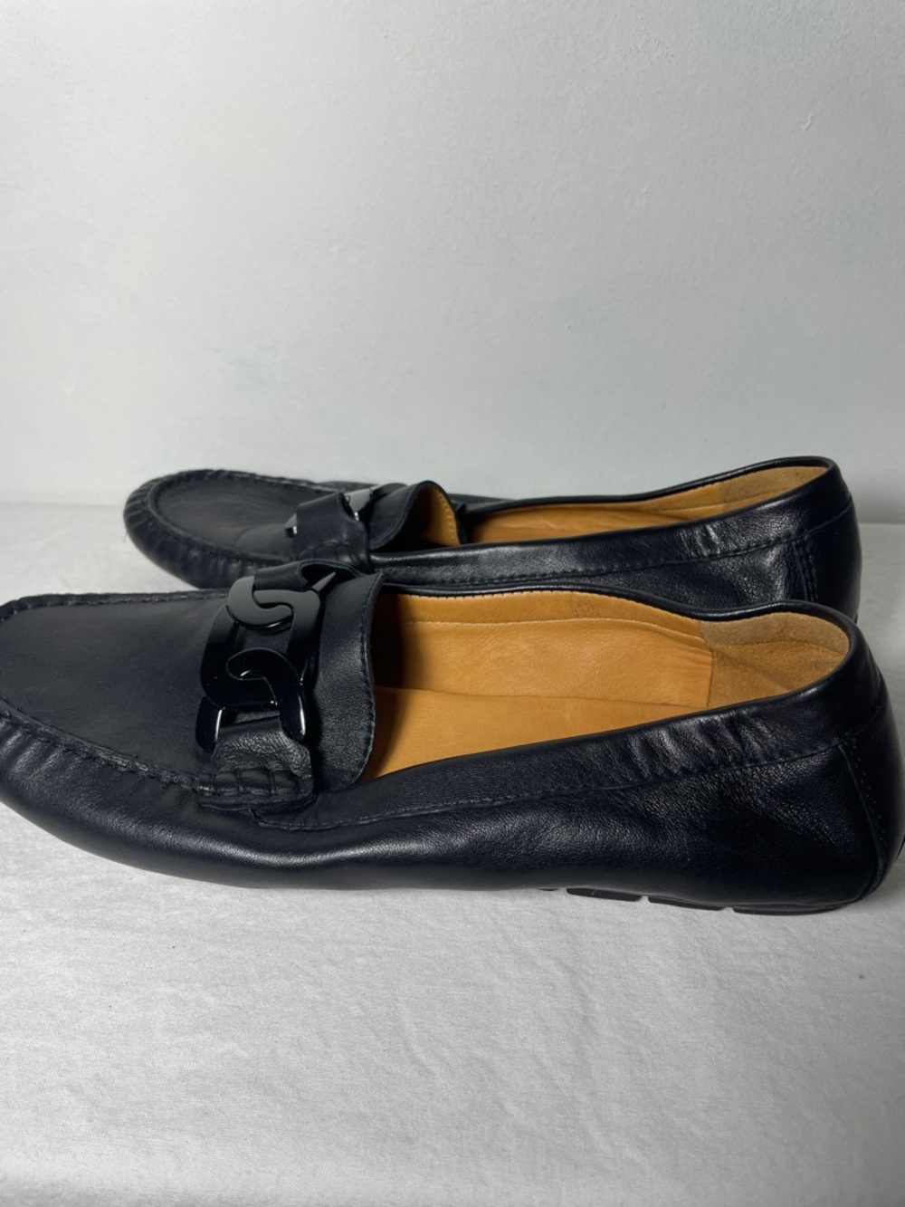 Van Eli Aiker Black Leather Driving Loafer Moccasins 11 W - Picture 7 of 12